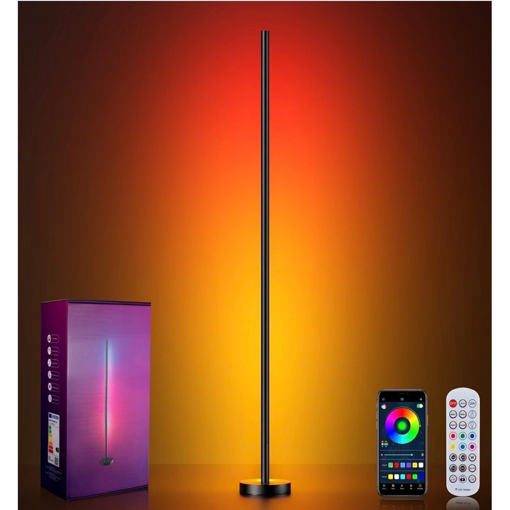 RGBICW LED Floor Lamp Smart Color Changing Corner Light App Remote AI-0320 Black